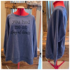 2X Charcoal Lightweight Sweatshirt "Stay At Home" Instant Message Athleisure
